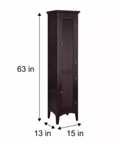 TeamsonUS Teamson Home Glancy Wooden Tall Tower Cabinet With Storage, Dark Brown