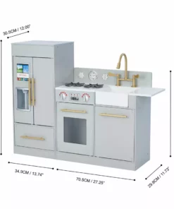 TeamsonUS Teamson Kids - Little Chef Chelsea Modern Play Kitchen - Silver Grey / Gold