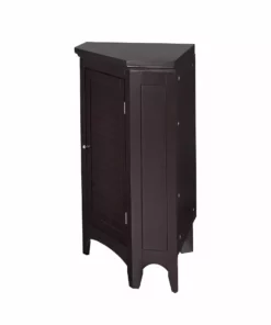TeamsonUS Teamson Home Glancy Wooden Corner Floor Cabinet With Shutter Door, Dark Brown