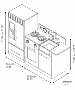 TeamsonUS New Teamson Kids Exclusive Little Chef Chelsea Modern Wooden Play Kitchen With Cookware Accessories, Cherry Grain