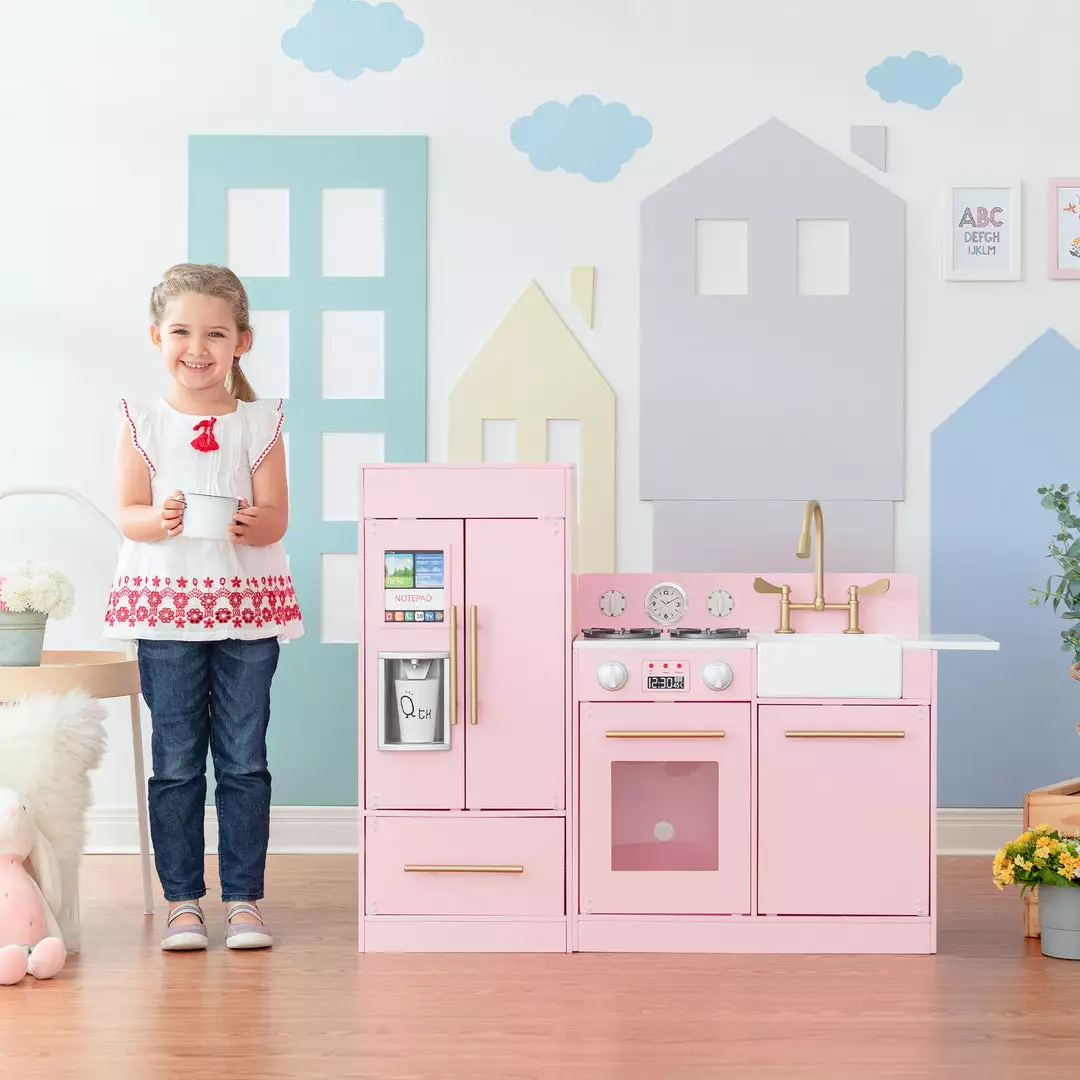 TeamsonUS Teamson Kids - Little Chef Chelsea Modern Play Kitchen - Pink / Gold 4 TeamsonUS Teamson Kids - Little Chef Chelsea Modern Play Kitchen - Pink / Gold