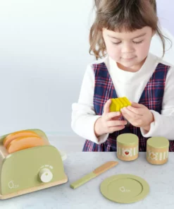 TeamsonUS Teamson Kids Little Chef Frankfurt Wooden Toaster Play Kitchen Accessories, Green