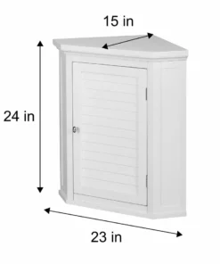 TeamsonUS Teamson Home Glancy Wooden Corner Wall Cabinet With Shutter Door, White 14 TeamsonUS Teamson Home Glancy Wooden Corner Wall Cabinet With Shutter Door, White