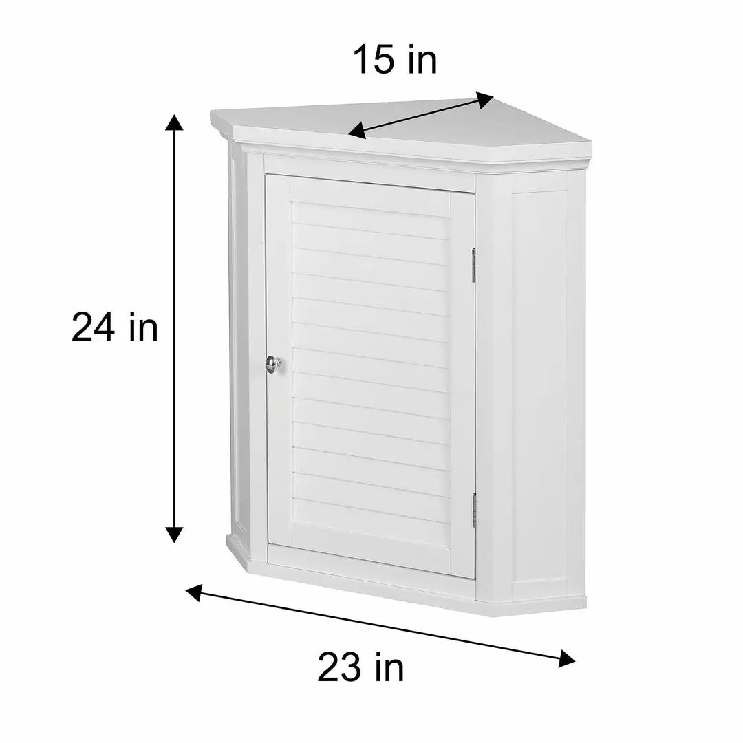 TeamsonUS Teamson Home Glancy Wooden Corner Wall Cabinet With Shutter Door, White 6 TeamsonUS Teamson Home Glancy Wooden Corner Wall Cabinet With Shutter Door, White