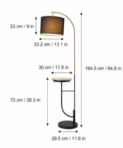 TeamsonUS Teamson Home Danna 65" Modern Metal Arc Floor Lamp With Marble Base, Built-In Table, And USB Port, Black 11 TeamsonUS Teamson Home Danna 65