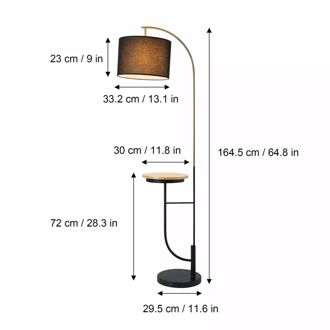 TeamsonUS Teamson Home Danna 65" Modern Metal Arc Floor Lamp With Marble Base, Built-In Table, And USB Port, Black 6 TeamsonUS Teamson Home Danna 65" Modern Metal Arc Floor Lamp With Marble Base, Built-In Table, And USB Port, Black