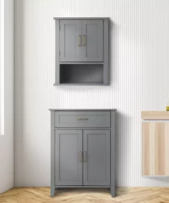 TeamsonUS Teamson Home Mercer Mid Century Modern Removable Wooden Cabinet, Gray 13 TeamsonUS Teamson Home Mercer Mid Century Modern Removable Wooden Cabinet, Gray