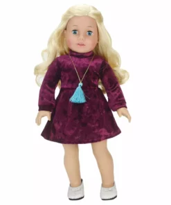 TeamsonUS Sophia's Flat Glitter Shoes With Bow For 18" Dolls, Silver