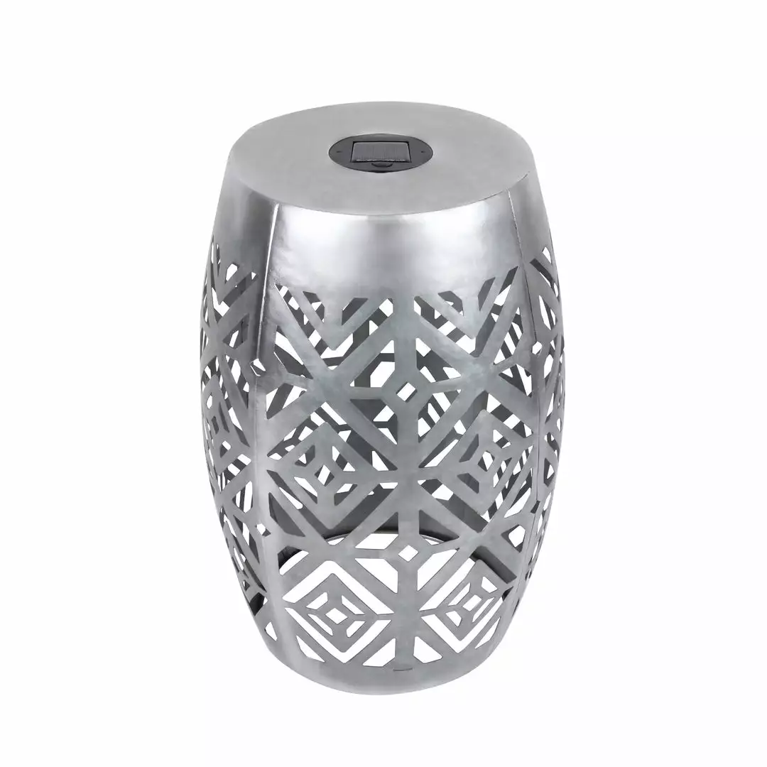 TeamsonUS Teamson Home Decorative Outdoor Side Table Planter Stand With Solar Powered LED Light, Silver New 3 TeamsonUS Teamson Home Decorative Outdoor Side Table Planter Stand With Solar Powered LED Light, Silver New