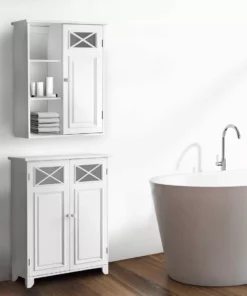 TeamsonUS Teamson Home Dawson Removable Wooden Wall Cabinet With Cross Molding, White 9 TeamsonUS Teamson Home Dawson Removable Wooden Wall Cabinet With Cross Molding, White