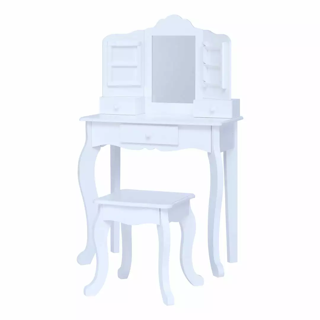 TeamsonUS Fantasy Fields Little Princess Anna Vanity Set With Mirror, Drawers, Jewelry Storage, And Stool, White New 4 TeamsonUS Fantasy Fields Little Princess Anna Vanity Set With Mirror, Drawers, Jewelry Storage, And Stool, White New