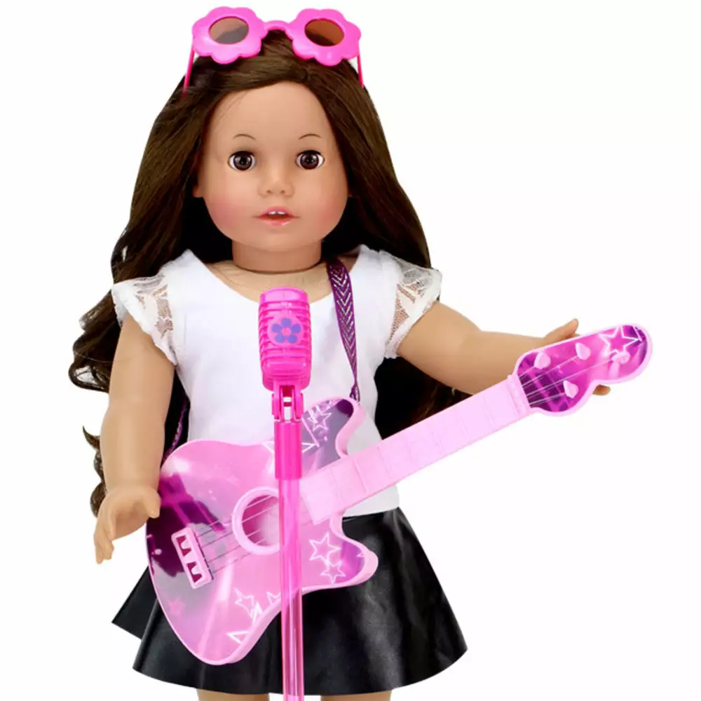 TeamsonUS Kids Sophia's Rock 'n Roll Music Set With Guitar, Sunglasses And Microphone For 18" Dolls, Pink 5 TeamsonUS Kids Sophia's Rock 'n Roll Music Set With Guitar, Sunglasses And Microphone For 18" Dolls, Pink