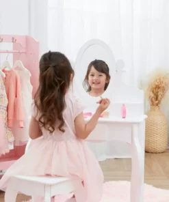 TeamsonUS Fantasy Fields Little Princess Rapunzel Vanity With Mirror, Drawers And Stool, White New