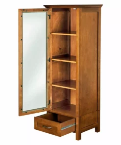 TeamsonUS Teamson Home Avery Wooden Linen Tower Cabinet With Storage, Oiled Oak 14 TeamsonUS Teamson Home Avery Wooden Linen Tower Cabinet With Storage, Oiled Oak