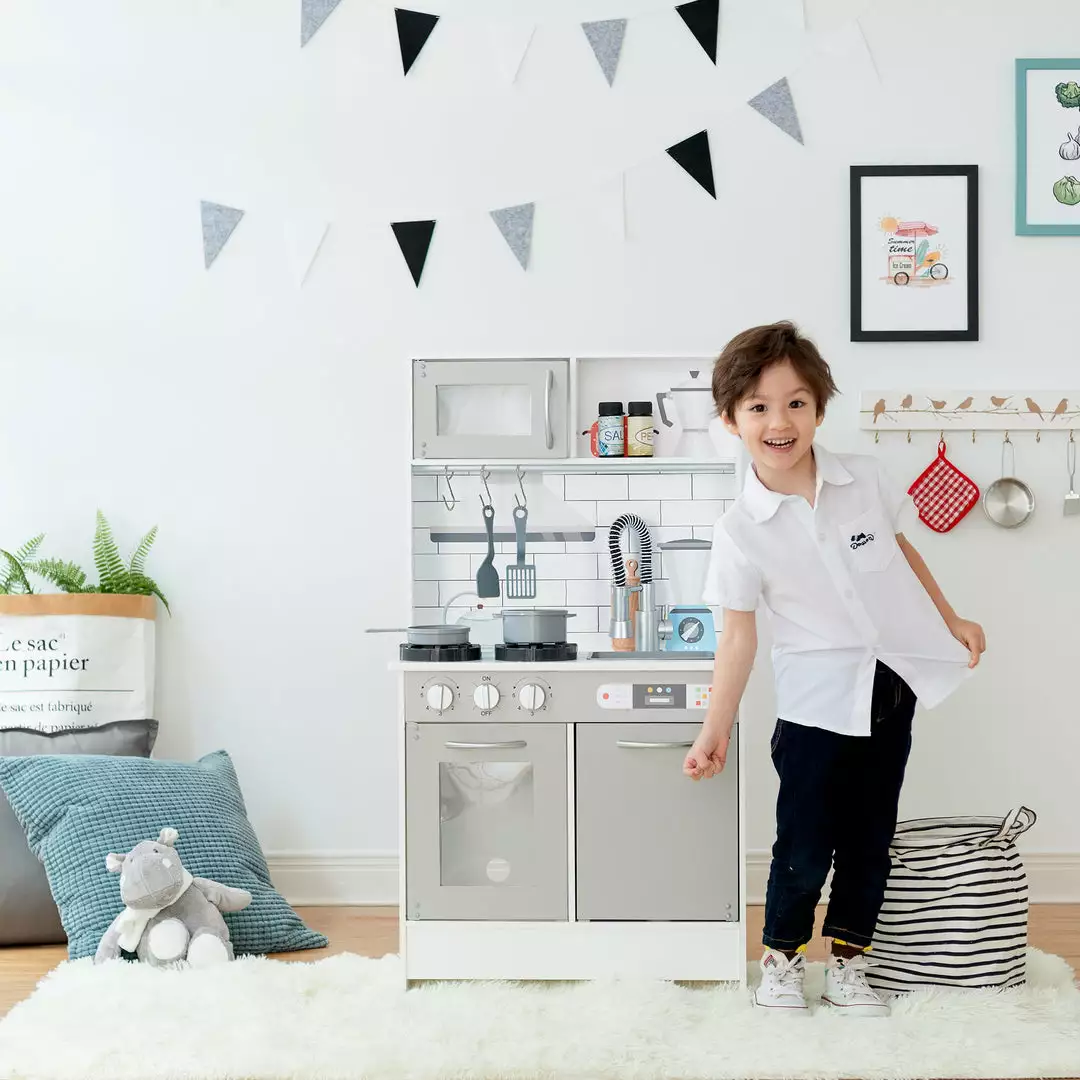 TeamsonUS Teamson Kids - Little Chef Valencia Classic Play Kitchen - Grey 4 TeamsonUS Teamson Kids - Little Chef Valencia Classic Play Kitchen - Grey