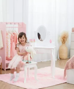 TeamsonUS Fantasy Fields Little Princess Rapunzel Vanity With Mirror, Drawers And Stool, White New