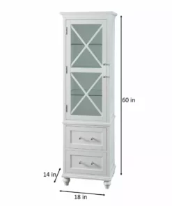 TeamsonUS Teamson Home Blue Ridge Wooden Linen Tower Cabinet With Adjustable Shelves, White 6 TeamsonUS Teamson Home Blue Ridge Wooden Linen Tower Cabinet With Adjustable Shelves, White