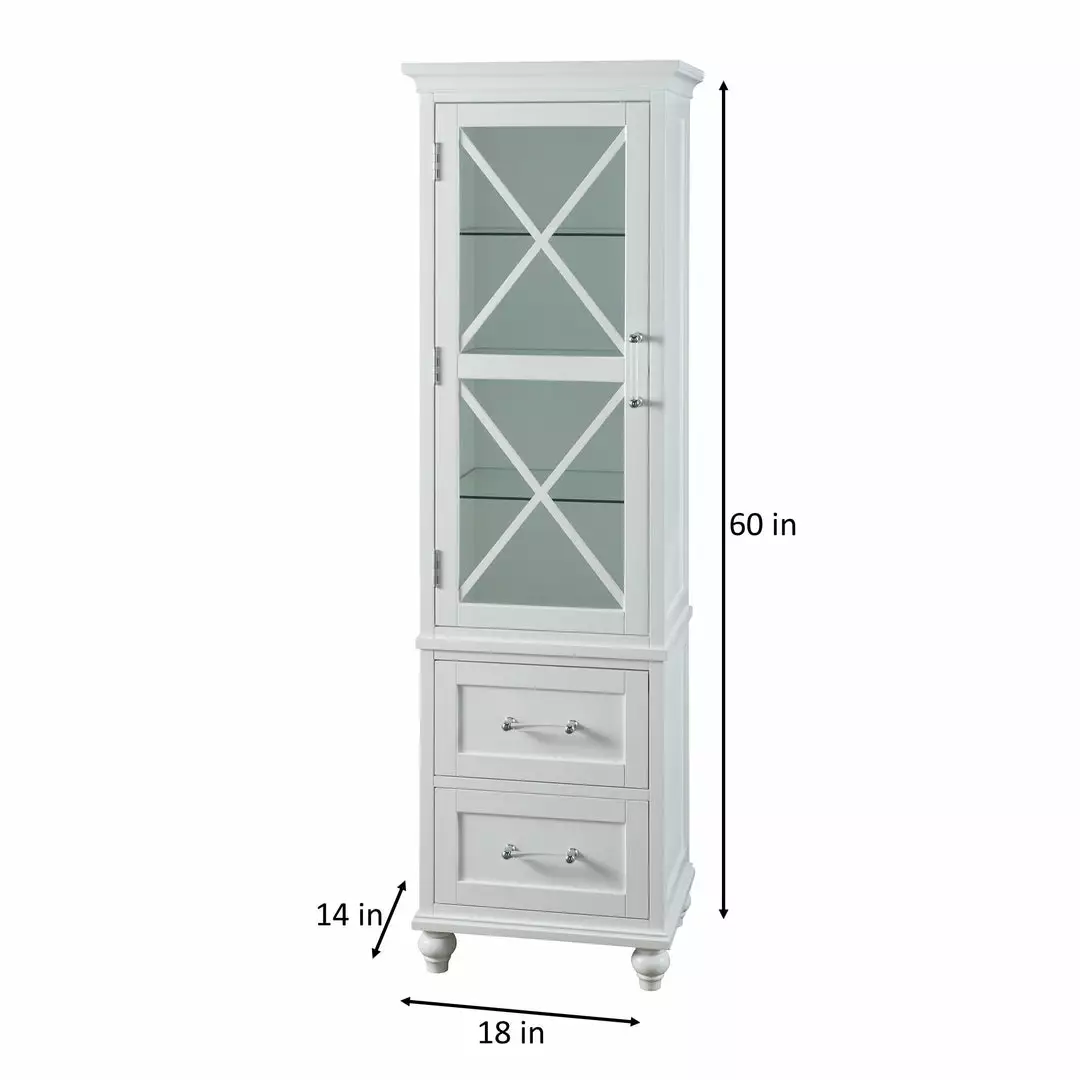 TeamsonUS Teamson Home Blue Ridge Wooden Linen Tower Cabinet With Adjustable Shelves, White 4 TeamsonUS Teamson Home Blue Ridge Wooden Linen Tower Cabinet With Adjustable Shelves, White