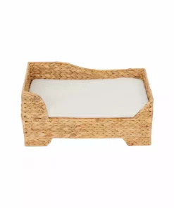 TeamsonUS Teamson Pets Neith Wicker Seagrass Pet Cat Or Small Dog Daybed, Tan/Cream