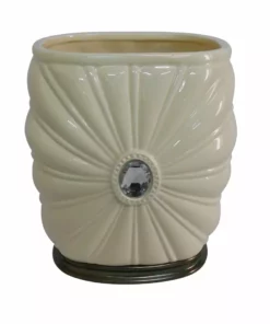 TeamsonUS Home Jemma White Ivory Waste Basket