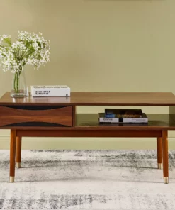 TeamsonUS Teamson Home Dawson Modern Wooden Coffee Table With Storage, Walnut