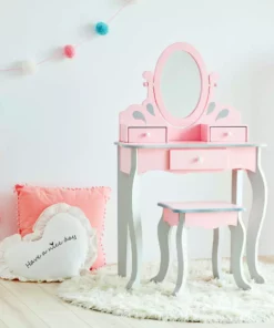 TeamsonUS Teamson Kids Little Princess Rapunzel Vanity Playset, Pink / Gray New