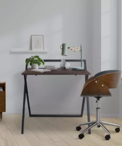 TeamsonUS Teamson Home 22" Folding Wooden Home Office Computer Desk With Metal Base, Natural/Black