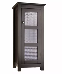 TeamsonUS Teamson Home Chesterfield Wooden Floor Cabinet With Waffle Glass Door, Espresso