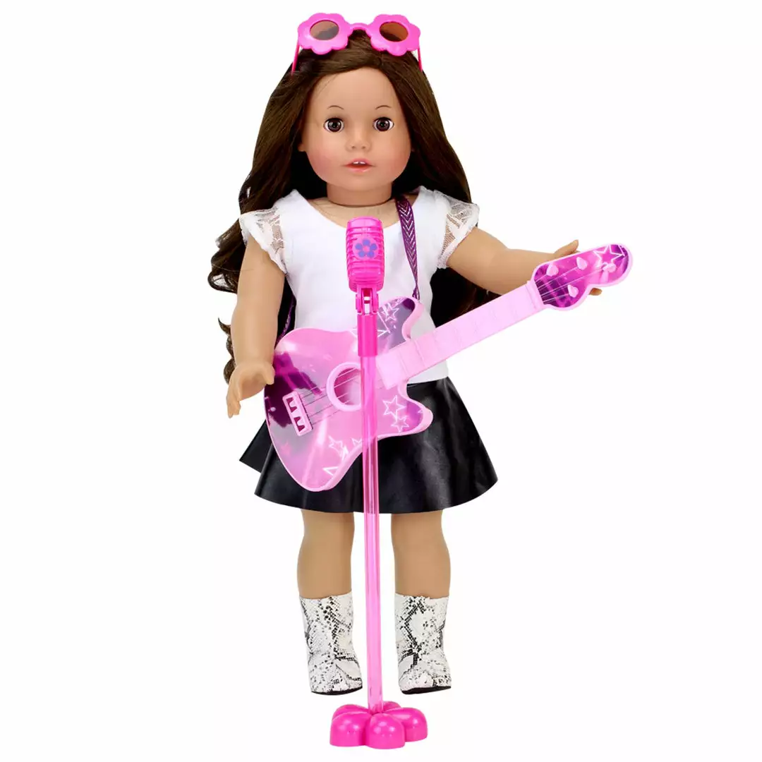 TeamsonUS Kids Sophia's Rock 'n Roll Music Set With Guitar, Sunglasses And Microphone For 18" Dolls, Pink 4 TeamsonUS Kids Sophia's Rock 'n Roll Music Set With Guitar, Sunglasses And Microphone For 18" Dolls, Pink