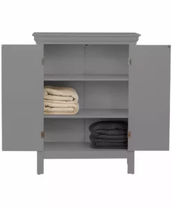 TeamsonUS Teamson Home Stratford Contemporary Wooden Floor Storage Cabinet With Two Doors, Gray 12 TeamsonUS Teamson Home Stratford Contemporary Wooden Floor Storage Cabinet With Two Doors, Gray