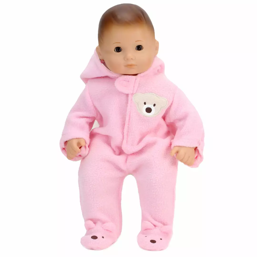 TeamsonUS Kids Sophia's Fleece Bear Hooded Snowsuit Outfit For 15'' Dolls, Light Pink 5 TeamsonUS Kids Sophia's Fleece Bear Hooded Snowsuit Outfit For 15'' Dolls, Light Pink