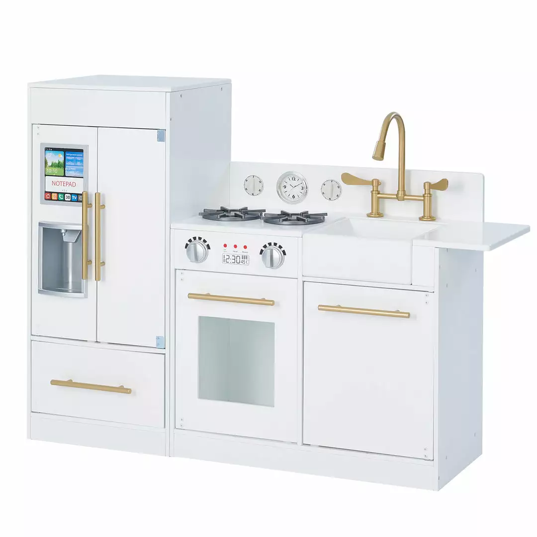 TeamsonUS Teamson Kids - Little Chef Chelsea Modern Play Kitchen - White / Gold 3 TeamsonUS Teamson Kids - Little Chef Chelsea Modern Play Kitchen - White / Gold