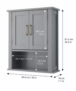 TeamsonUS Teamson Home Mercer Mid Century Modern Removable Wooden Cabinet, Gray 14 TeamsonUS Teamson Home Mercer Mid Century Modern Removable Wooden Cabinet, Gray
