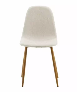 TeamsonUS Teamson Home Minimalist Dining Chair With Wood Grain Metal Legs, Set Of 2, Natural/White