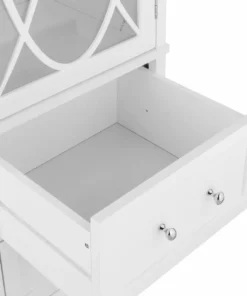 TeamsonUS Teamson Home Florence Wooden Linen Tower Cabinet With Storage, White