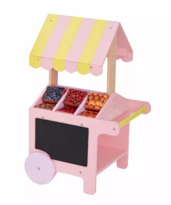 TeamsonUS Kids Olivia's Little World Modern Nordic Princess Doll Pastry Cart With Fruit Boxes, Pink