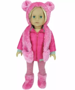 TeamsonUS Sophia's 4 Piece Winter Outfit With Bear Fur Hat Set For 18'' Dolls, Hot Pink Kids 10 TeamsonUS Sophia's 4 Piece Winter Outfit With Bear Fur Hat Set For 18'' Dolls, Hot Pink Kids