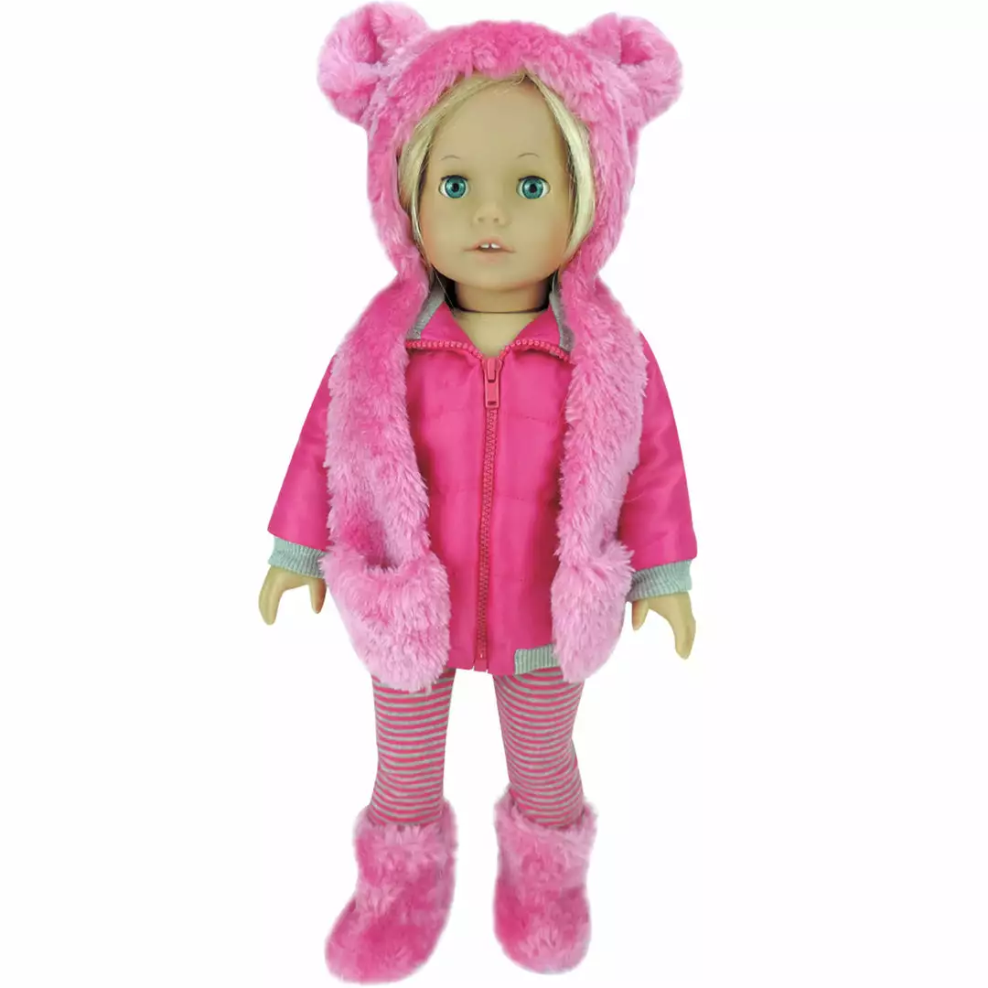 TeamsonUS Sophia's 4 Piece Winter Outfit With Bear Fur Hat Set For 18'' Dolls, Hot Pink Kids 6 TeamsonUS Sophia's 4 Piece Winter Outfit With Bear Fur Hat Set For 18'' Dolls, Hot Pink Kids