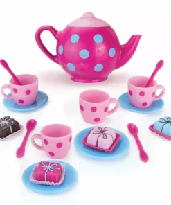 TeamsonUS Sophia's 17 Piece Tea Set With Petit Four Cakes For 18" Dolls, Pink/Blue Kids