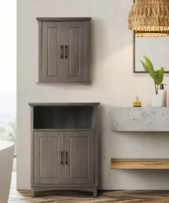 TeamsonUS Teamson Home Russell Farmhouse Wooden Removable Cabinet, Salt Oak