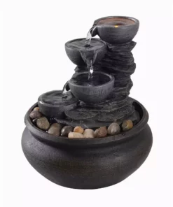 TeamsonUS Teamson Home Tabletop Fountain With LED Light, Stone Gray