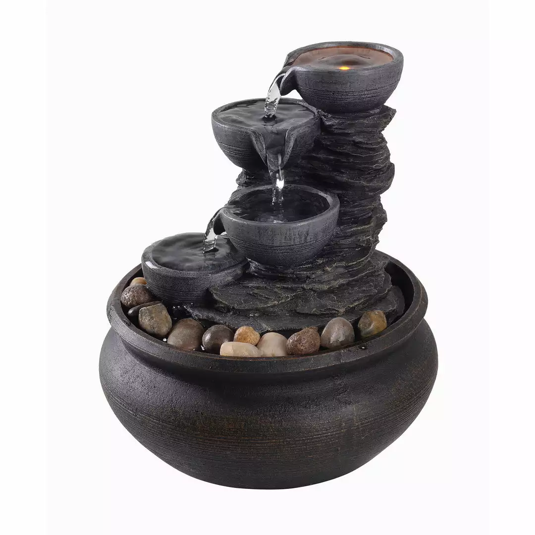 TeamsonUS Teamson Home Tabletop Fountain With LED Light, Stone Gray 3 TeamsonUS Teamson Home Tabletop Fountain With LED Light, Stone Gray