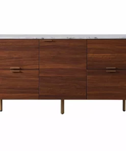 TeamsonUS Teamson Home Ashton Rectangular Wood Sideboard With Marble-Look Top And Metal Legs, Marble/Walnut 15 TeamsonUS Teamson Home Ashton Rectangular Wood Sideboard With Marble-Look Top And Metal Legs, Marble/Walnut