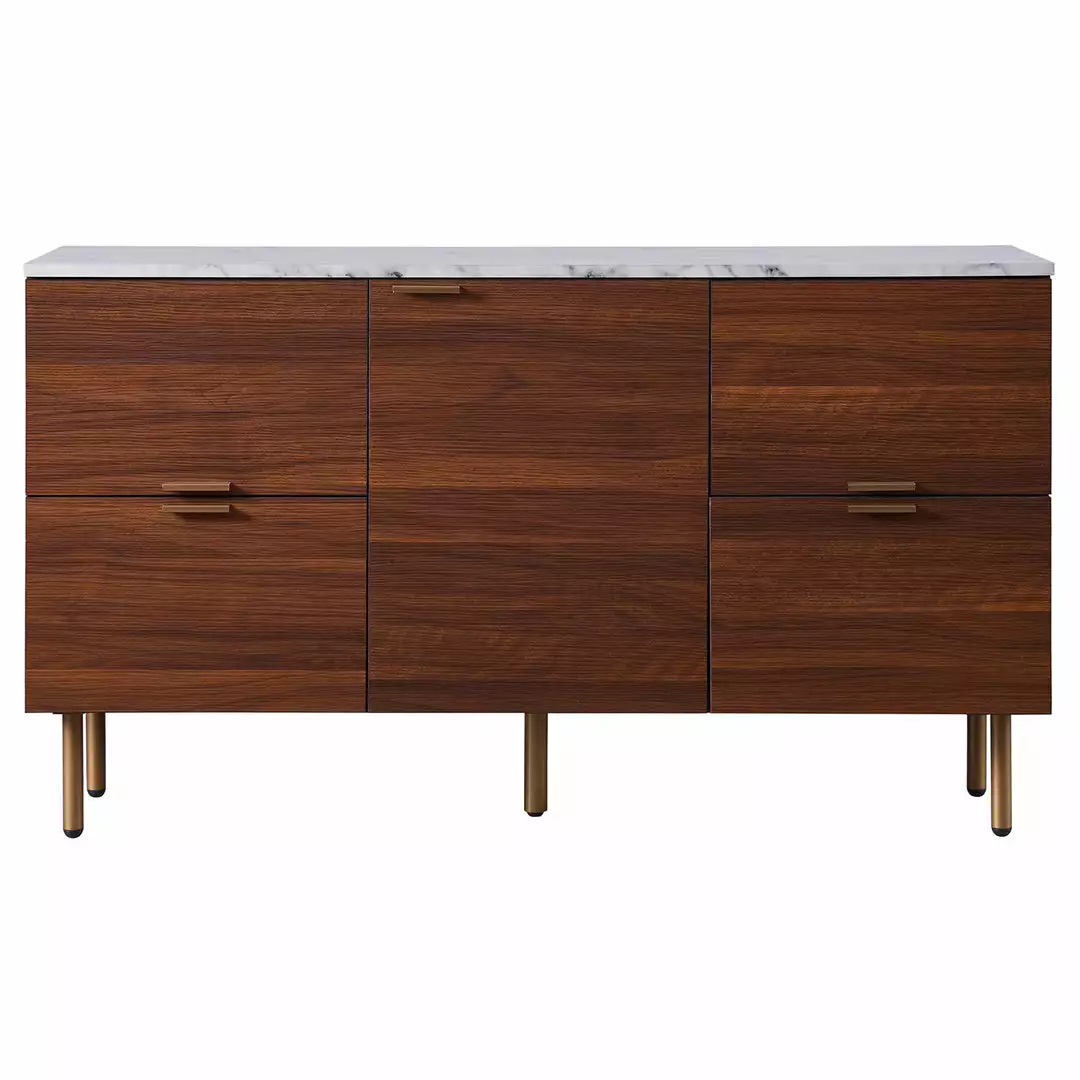 TeamsonUS Teamson Home Ashton Rectangular Wood Sideboard With Marble-Look Top And Metal Legs, Marble/Walnut 8 TeamsonUS Teamson Home Ashton Rectangular Wood Sideboard With Marble-Look Top And Metal Legs, Marble/Walnut