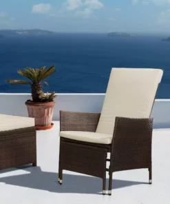 TeamsonUS Teamson Home Outdoor Rattan Patio Lounge Chair With Pull-Out Ottoman And Cushions, Brown/White 11 TeamsonUS Teamson Home Outdoor Rattan Patio Lounge Chair With Pull-Out Ottoman And Cushions, Brown/White