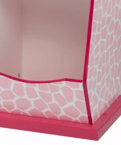 TeamsonUS Fantasy Fields Kids Painted Wooden Toy Storage Cubby With Fashion Giraffe Prints, Pink