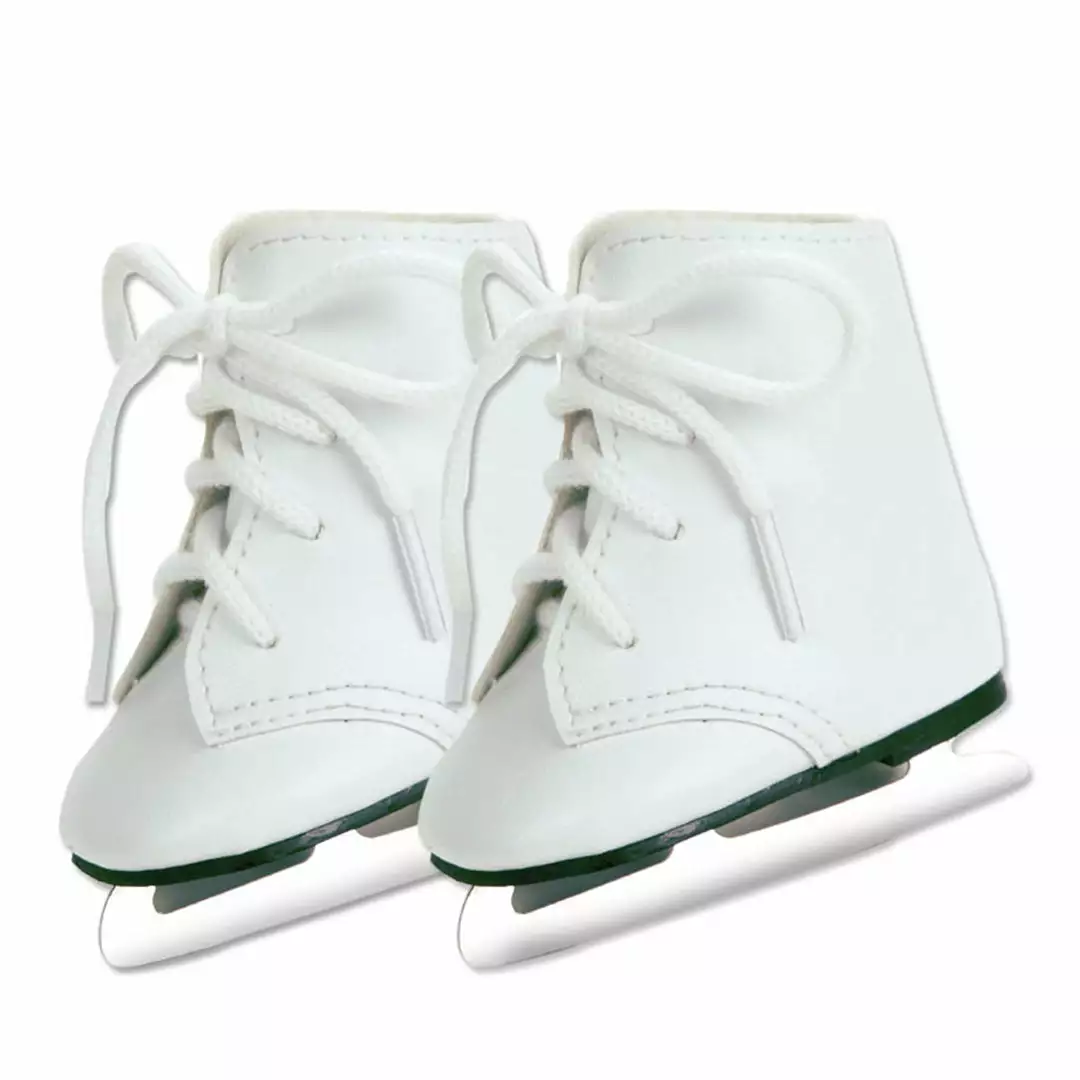 TeamsonUS Sophia's Faux Leather Ice Skates With Ties For 18" Dolls, White Kids 4 TeamsonUS Sophia's Faux Leather Ice Skates With Ties For 18" Dolls, White Kids