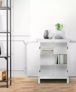 TeamsonUS Teamson Home Stratford Wooden Floor Cabinet With 2 Shelves, White