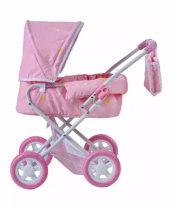 TeamsonUS Kids Olivia's Little World Twinkle Stars Princess Deluxe Baby Doll Stroller, Pink/White