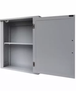 TeamsonUS Teamson Home Mercer Mid Century Modern Wooden Removable Medicine Cabinet, Gray